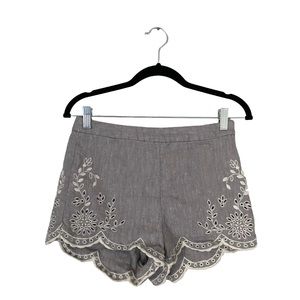 Free People Gray Embroidered Shorts